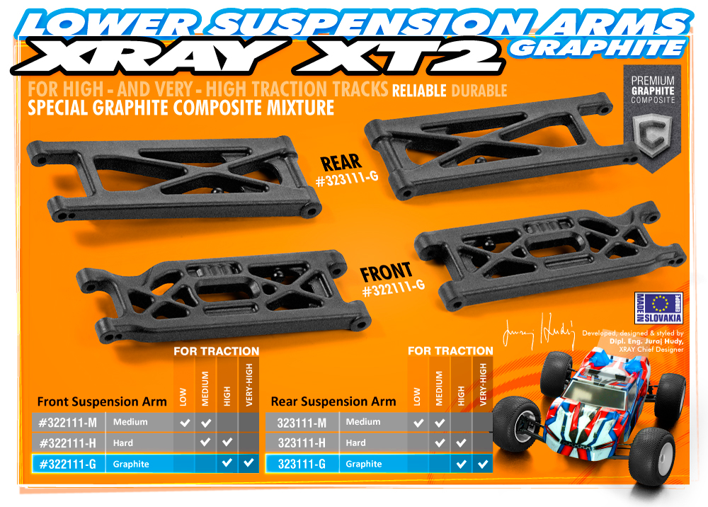 Maggiori informazioni su "XT2 Composite Lower Suspension Arms - Graphite"	